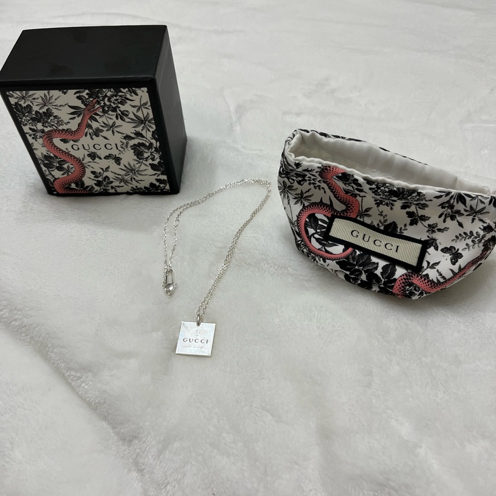 Gucci | Jewelry| Logo Square Necklace in Sterling Silver